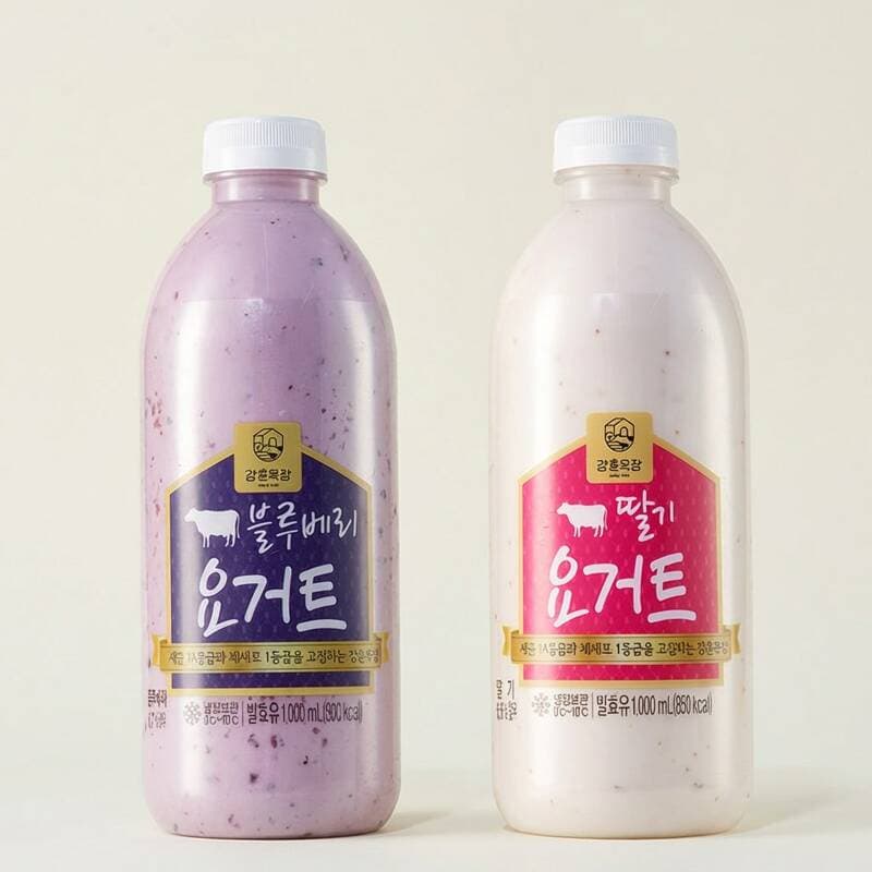 강훈목장 Handmade Yogurt Blueberry & Strawberry 1L, 2 Units