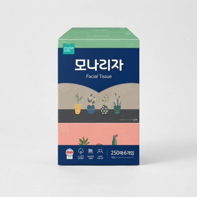 모나리자 미용티슈 250매 6개입 2팩