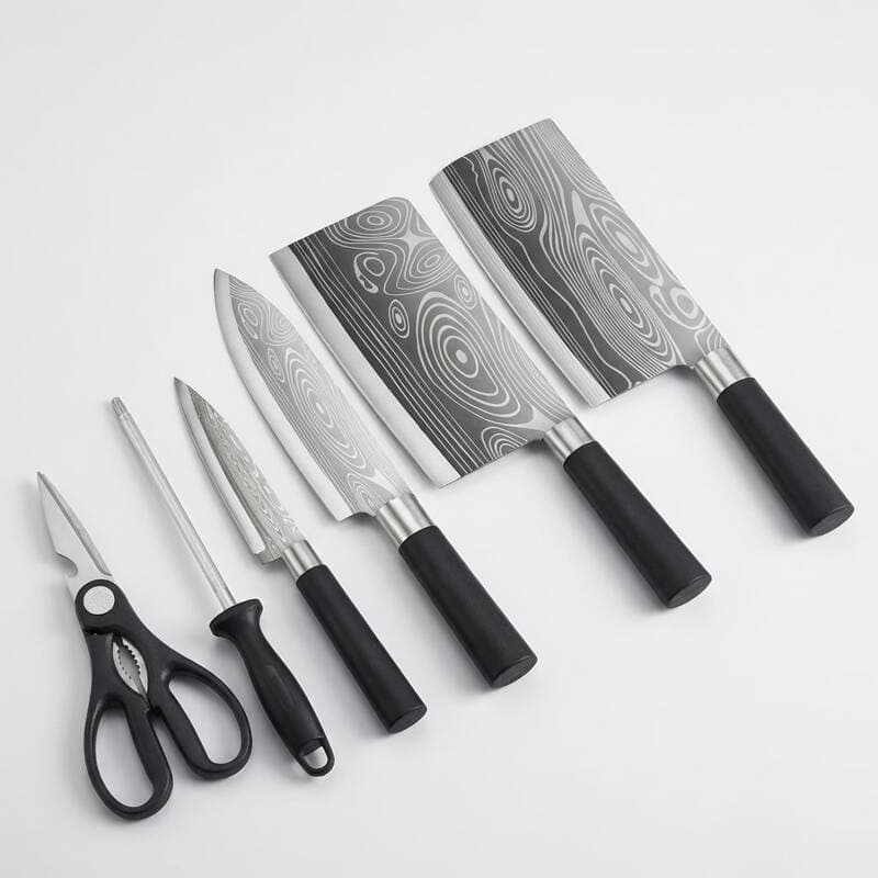 Stainless Steel Kitchen Knife 6-Piece Set, Black