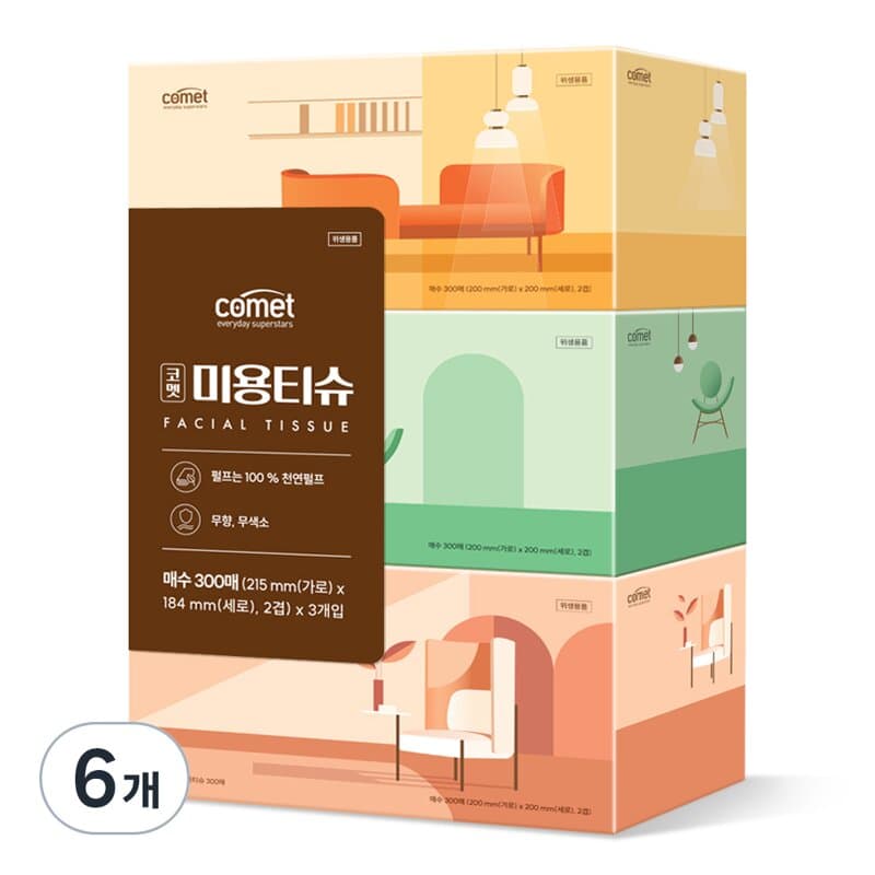 코멧 Natural Pulp Facial Tissue