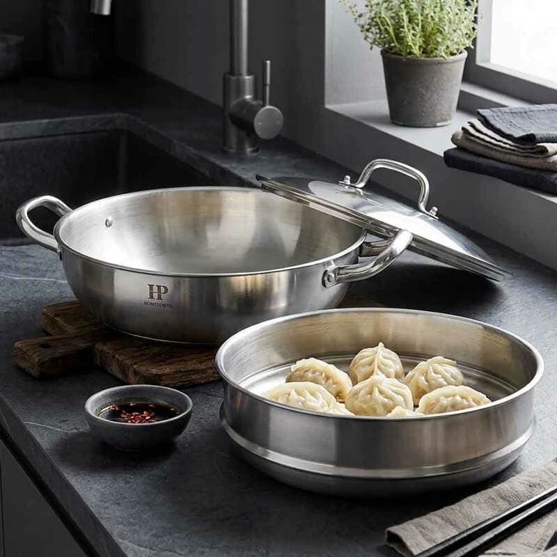 Homepower Stainless Induction 2-Tier Steamer 28cm Silver