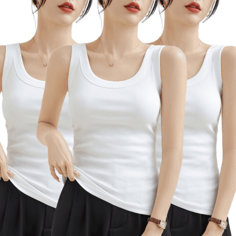 Women's Stretch Ribbed Sleeveless Tank Top 3-Pack