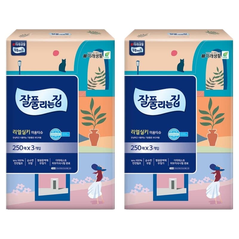 잘풀리는집 천연펄프 미용티슈 150매 3개