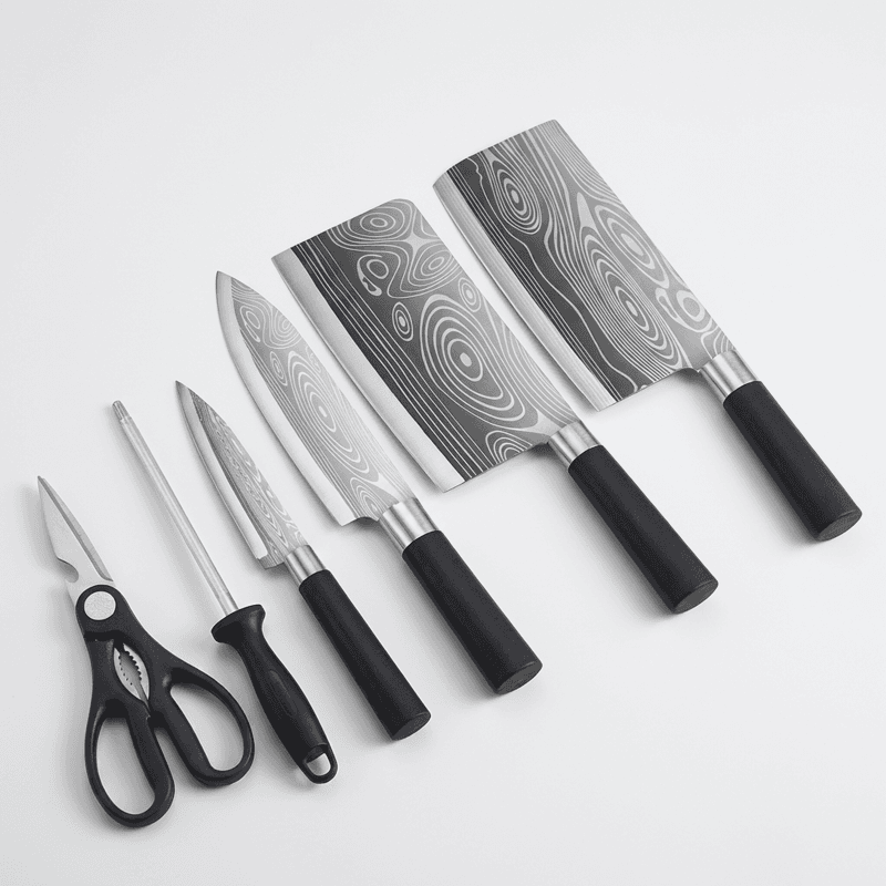 Stainless Steel Kitchen Knife 6-Piece Set, Black