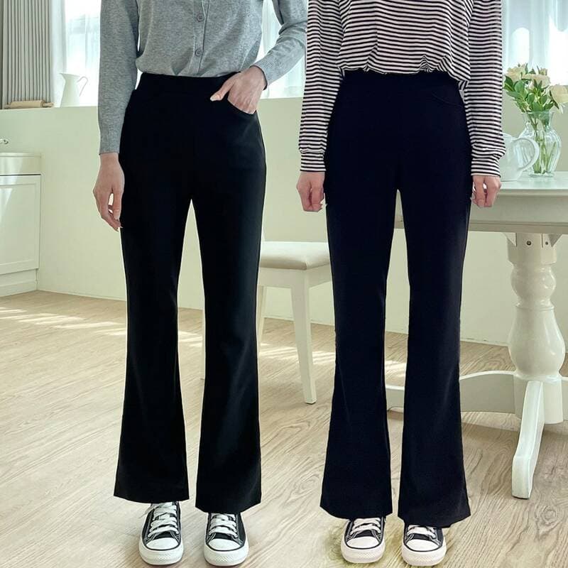 스판 최고 밴딩 부츠컷 슬랙스 블랙 숏