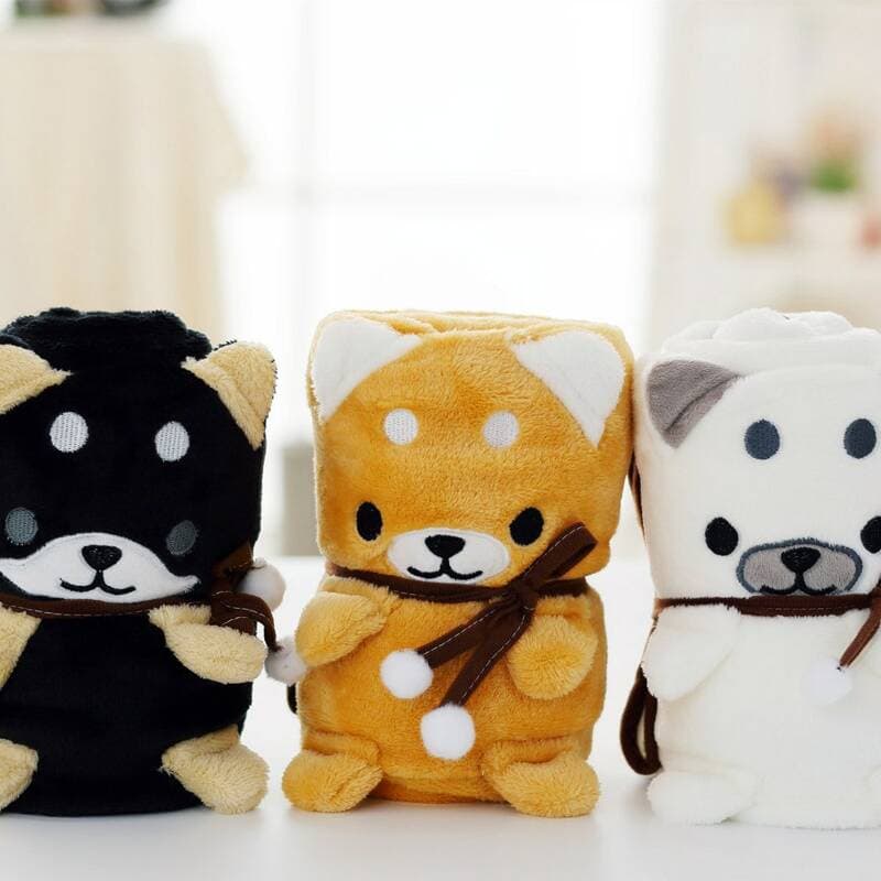 캐릭터 애니멀 극세사 무릎담요 시바견 화이트