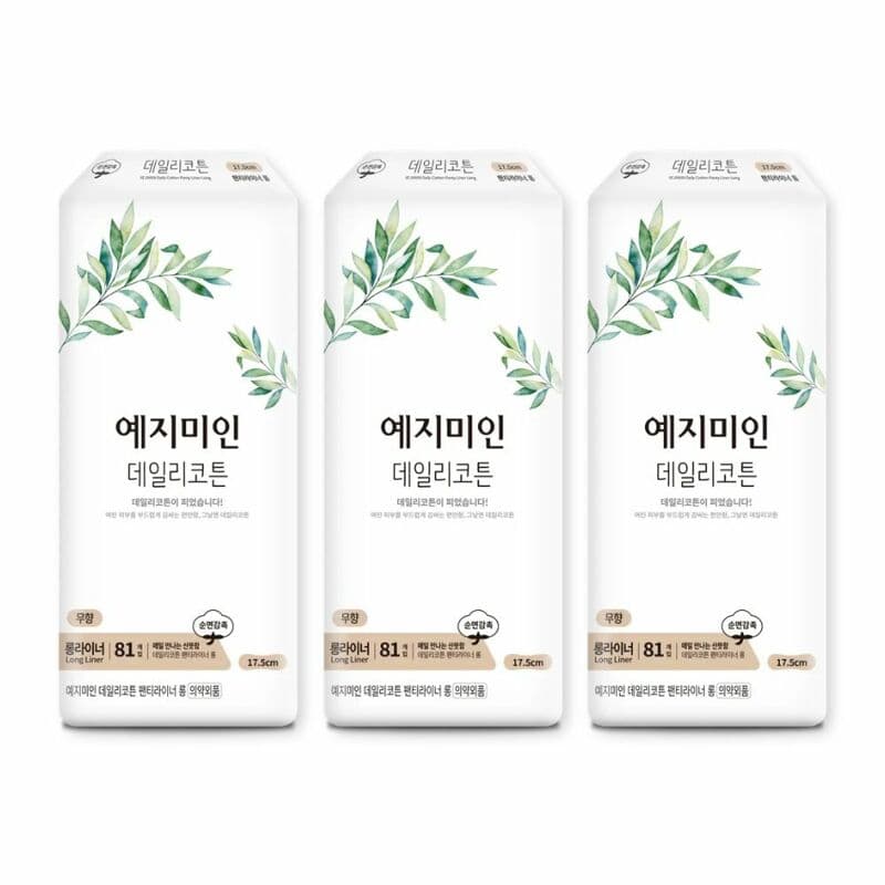 예지미인 데일리코튼 팬티라이너 롱 81개입 3팩