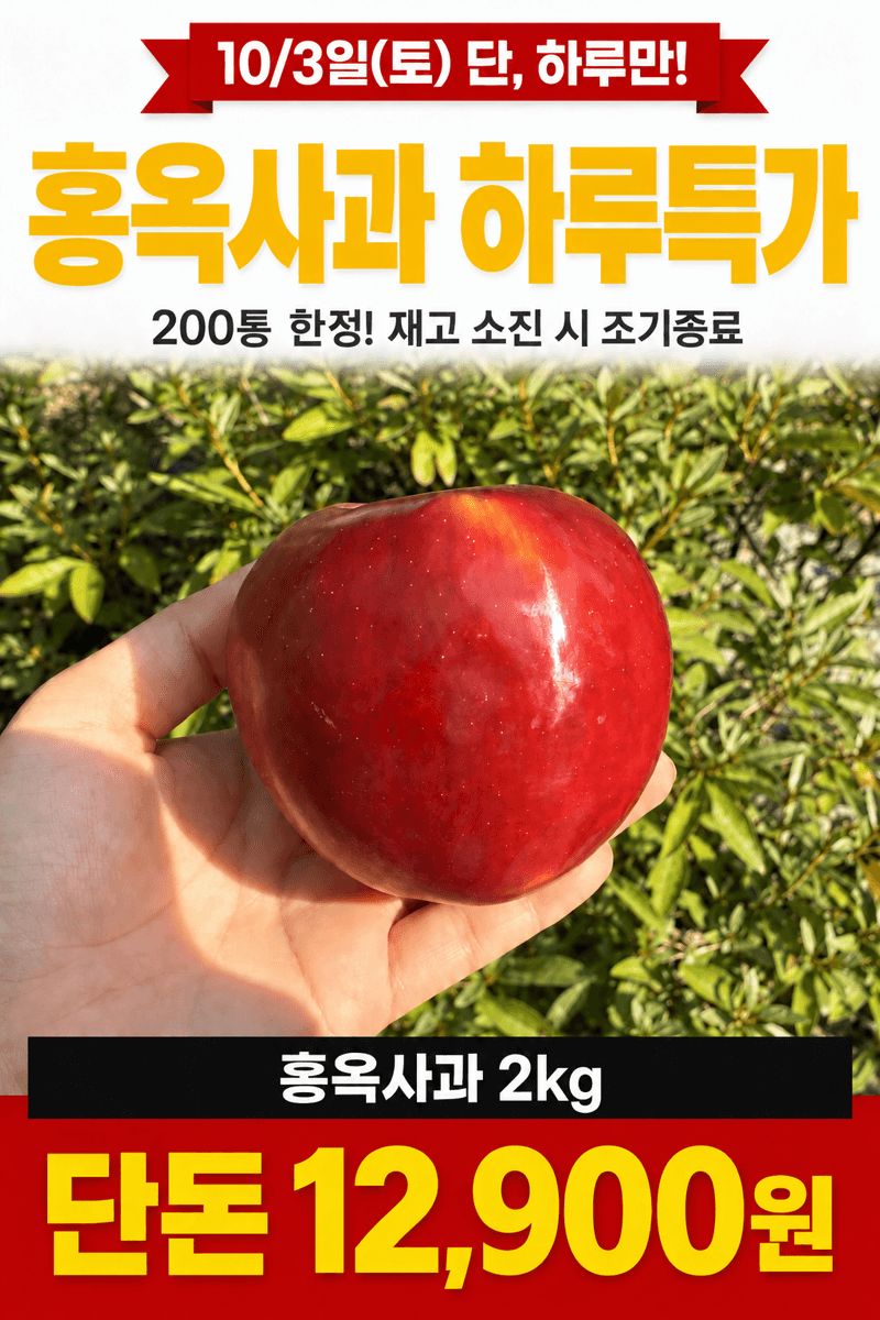 국내산 홍옥사과 2kg 1박스