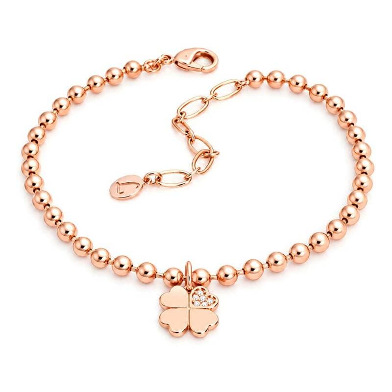 14K Gold-Plated Clover Bracelet, Rose Gold