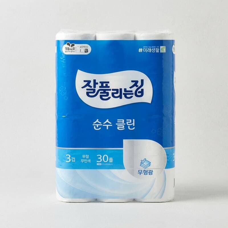 잘풀리는집 순수 클린 3-Ply, 25m, 30 Rolls x 2 Packs