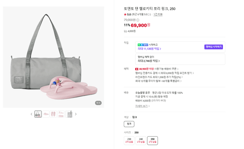 TONTANT Tant Hello Kitty Slippers Pink, 250