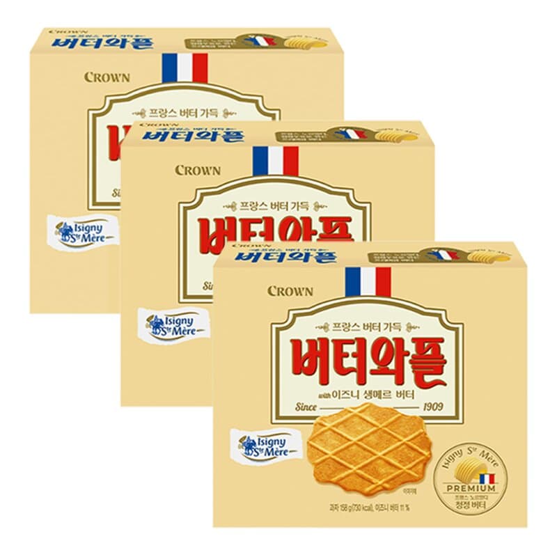 크라운 버터와플 이즈니 생메르 158g 3개
