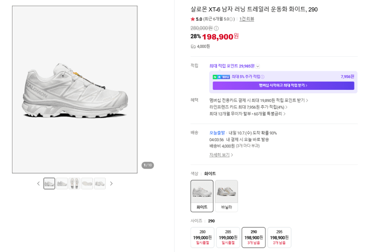 살로몬 XT-6 트레일 운동화 화이트