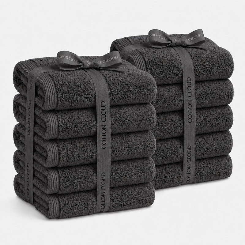 CottonCloud Hotel Towel 40s Charcoal Gray 10-pack