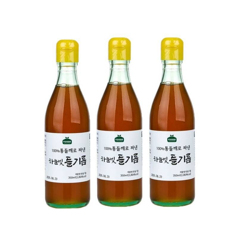 푸디헤븐 하늘빛 들기름 350ml 3병