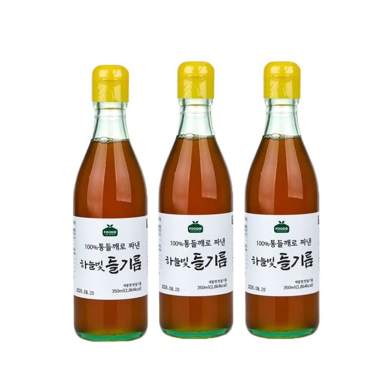 푸디헤븐 하늘빛 들기름 350ml 3병