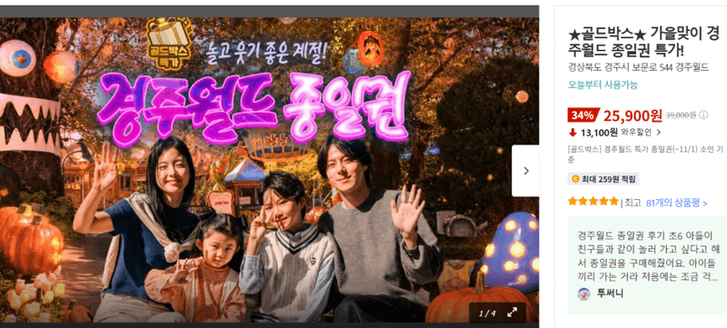 경주월드 종일권