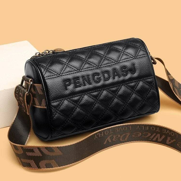 Quilted Embroidered Mini Bag Black