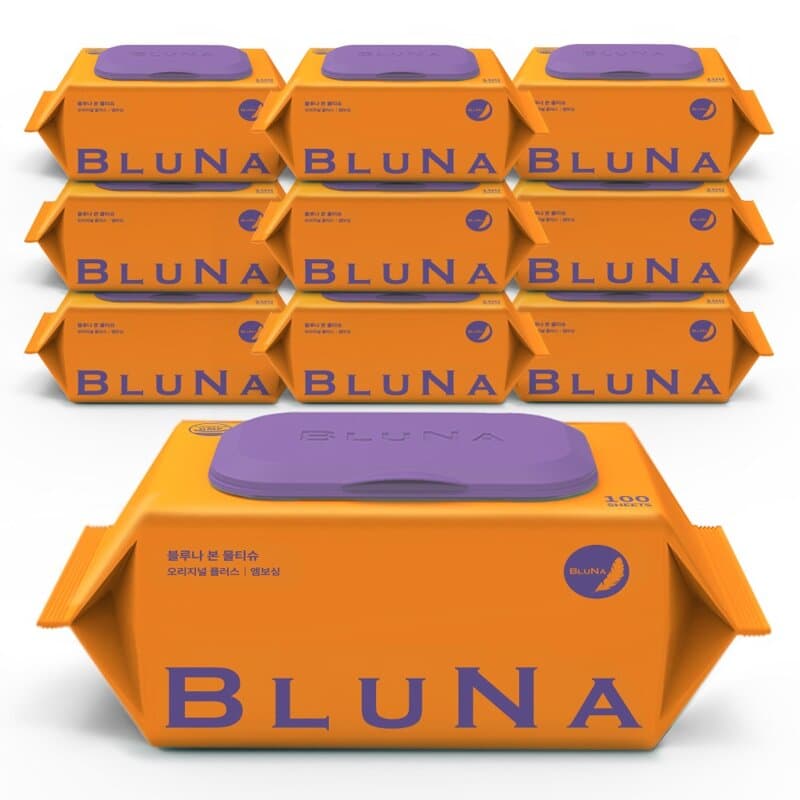 Bluna Bon Wet Wipes Original Plus 100 Sheets x 10 Packs