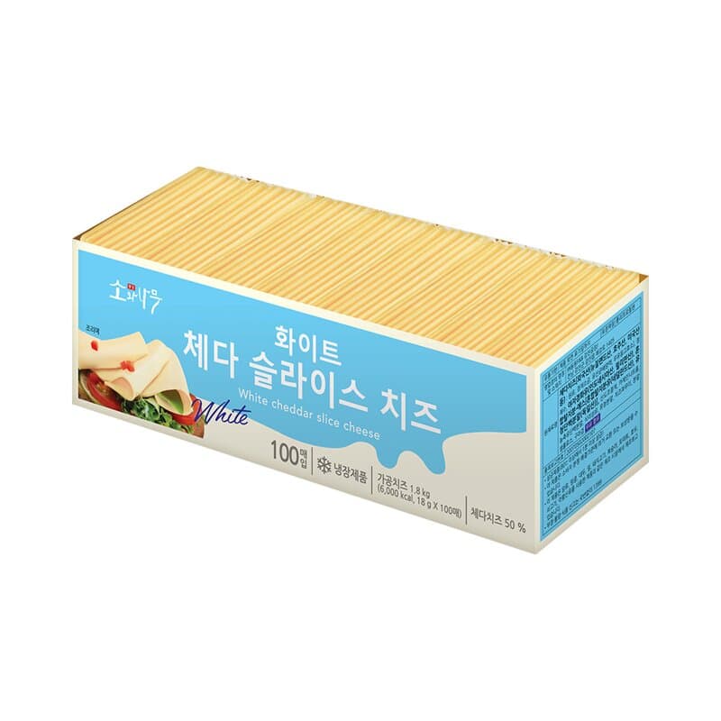 Dongwon Sowanamu White Cheddar Slice Cheese, 100 Slices