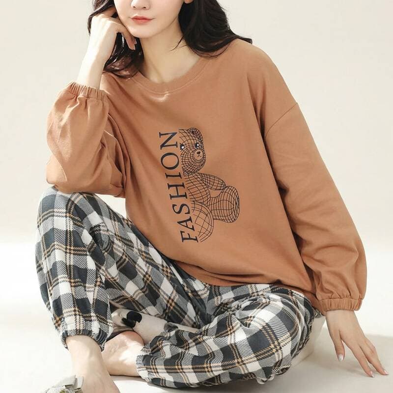 쉬블림로브 여성 체크 파자마 잠옷 세트