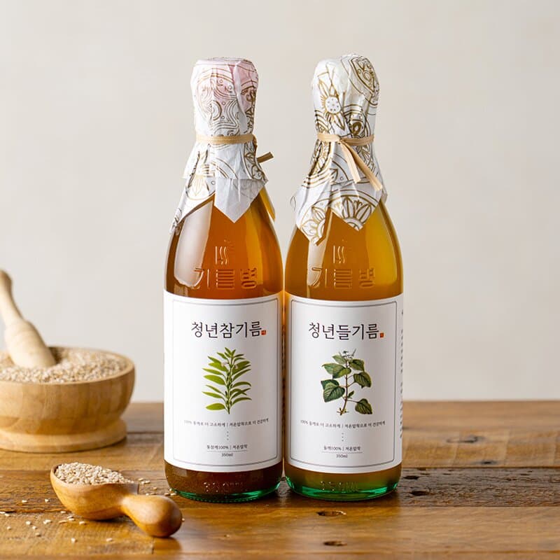 청년참기름·들기름 350ml 세트