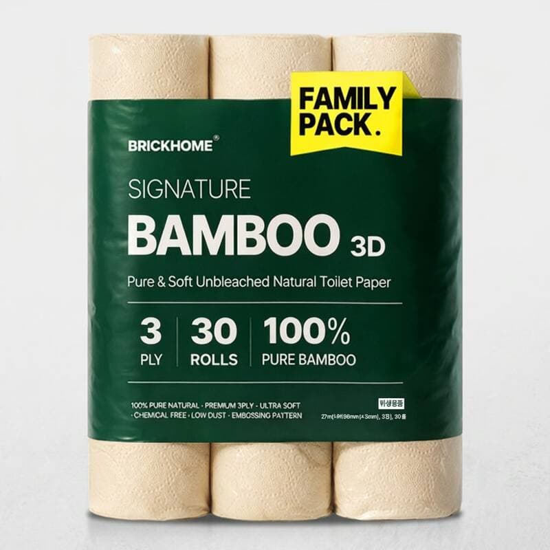 브릭홈 Eco-Friendly Unbleached Toilet Paper 30 Rolls