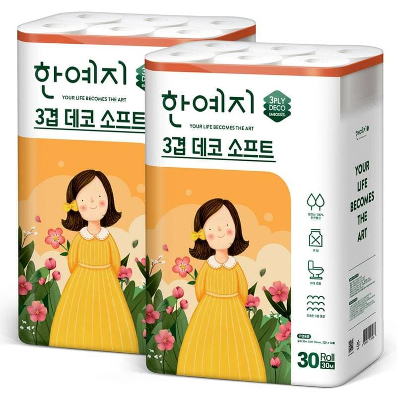 한예지 데코 소프트 화장지 30롤 2팩