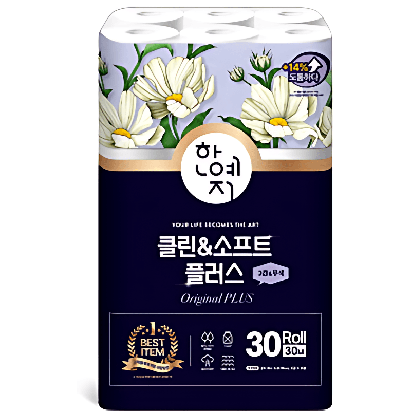 Hanyeji Clean & Soft Plus Toilet Paper 3-Ply 30 Rolls x 2