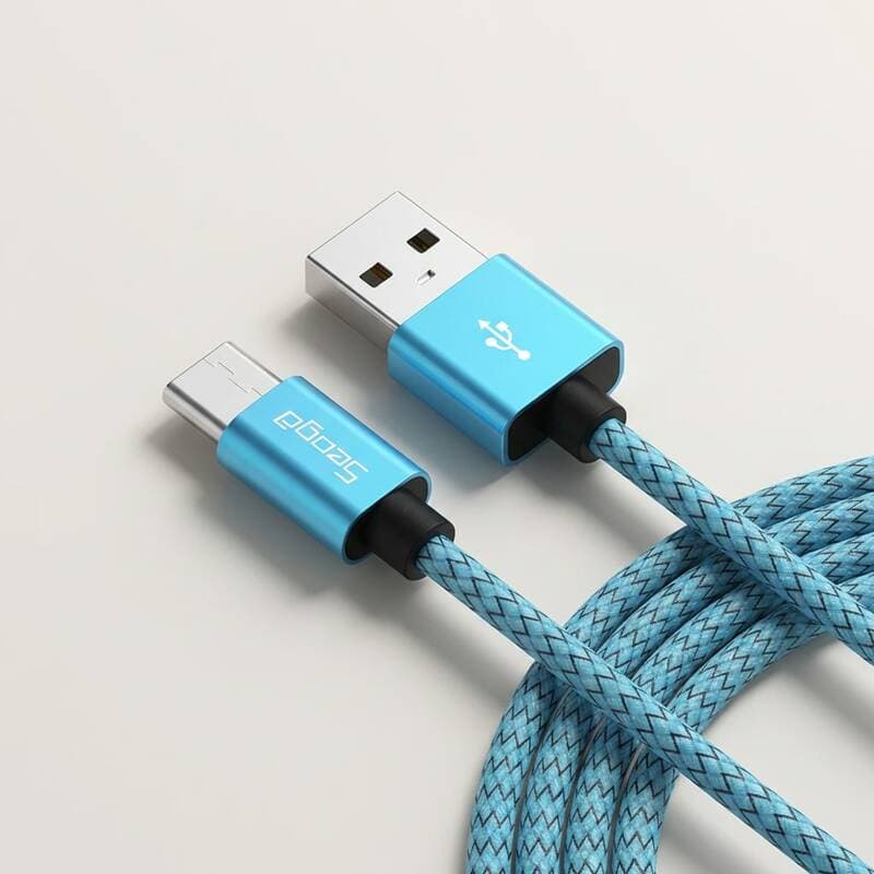 Seoga Metal Fast Charging Cable, USB-C, Blue, 3m