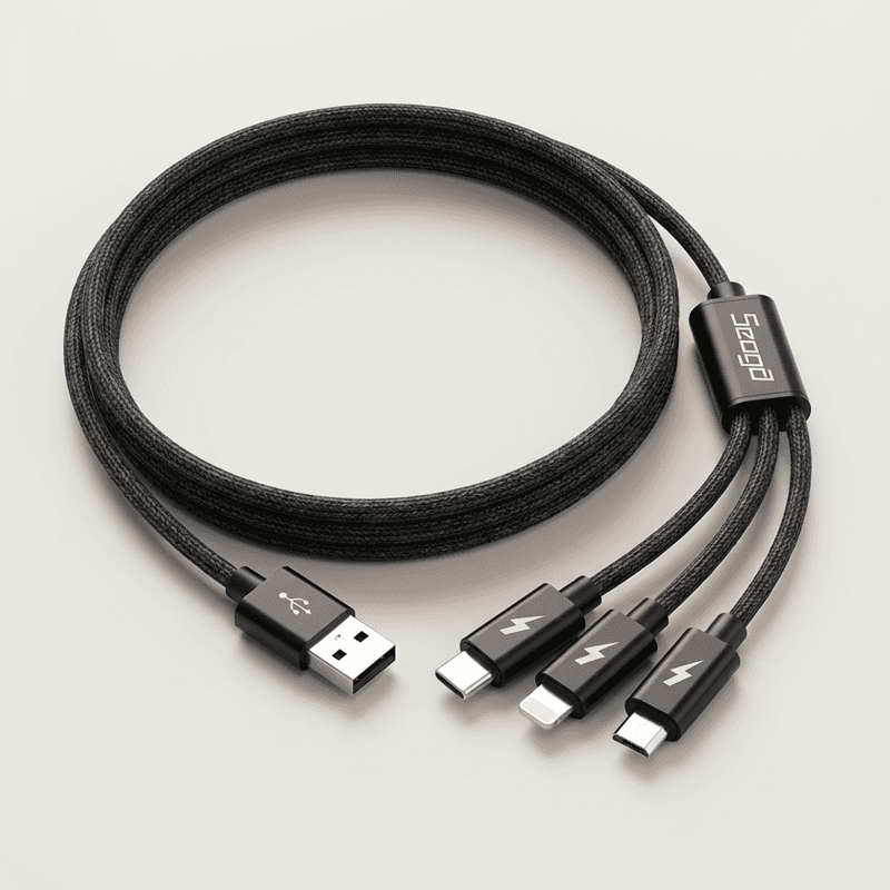 Seoga 3-in-1 Multi-Charging Cable 1.2m, Black (2 pcs)