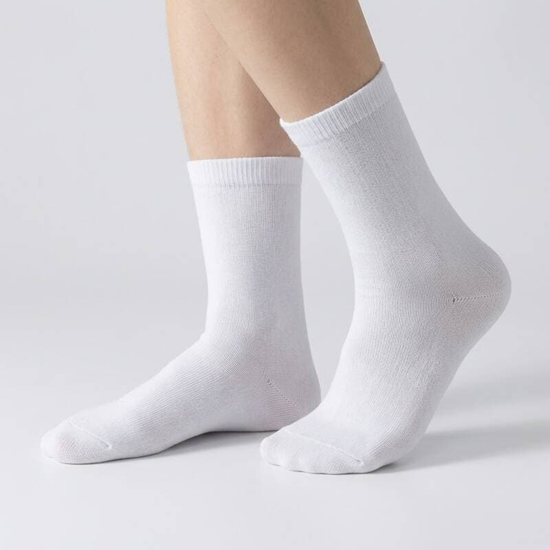 Women's Plain Mid-Calf Socks White 10 Pairs