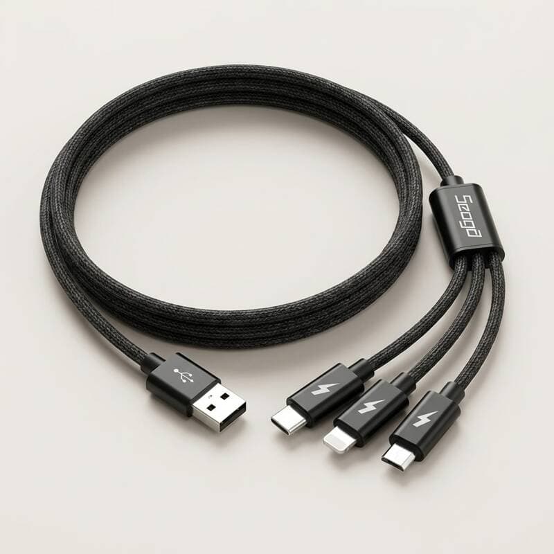 Seoga 3-in-1 Multi Charging Cable 1.2m Black, 2-Pack