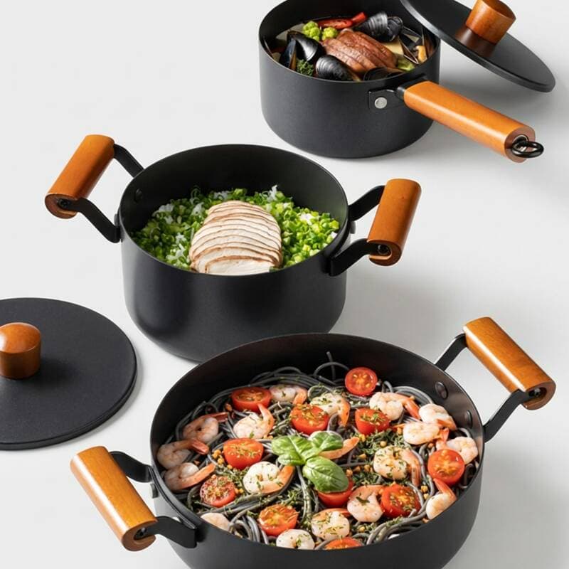 Leopoldi Stainless Steel Pot Set (16cm Saucepan + 18cm Pot + 24cm Casserole)