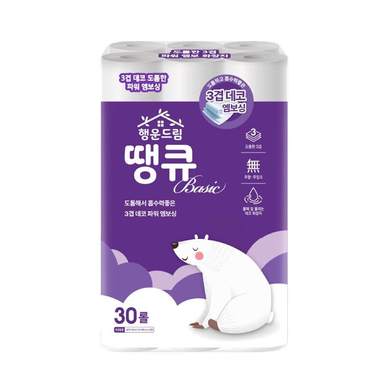행운드림 땡큐 베이직 화장지 3겹 30롤