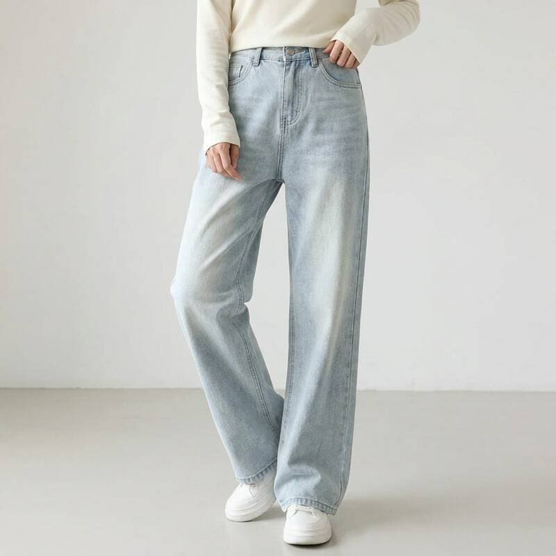 Benaf Wide Light-Wash Denim Pants