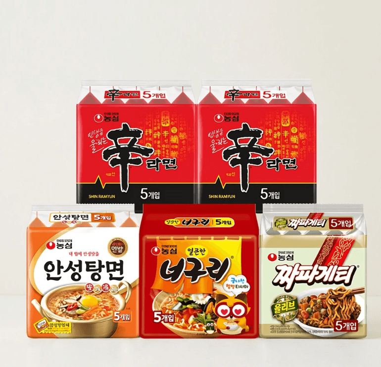 Nongshim 4-Type Ramen Set, 25 Packs