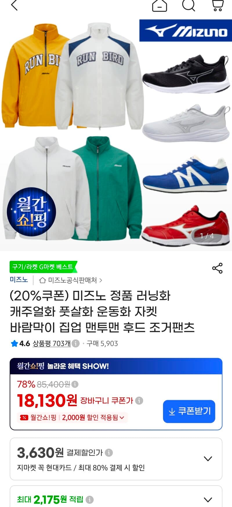 Mizuno Running, Casual & Futsal Shoes
