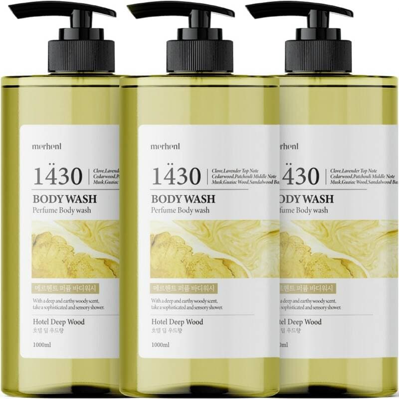 Merhent Perfume Body Wash Hotel Deep Wood 1L x3