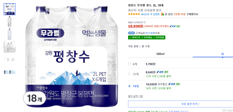 Pyeongchang Water Label-Free Water 2L x 18