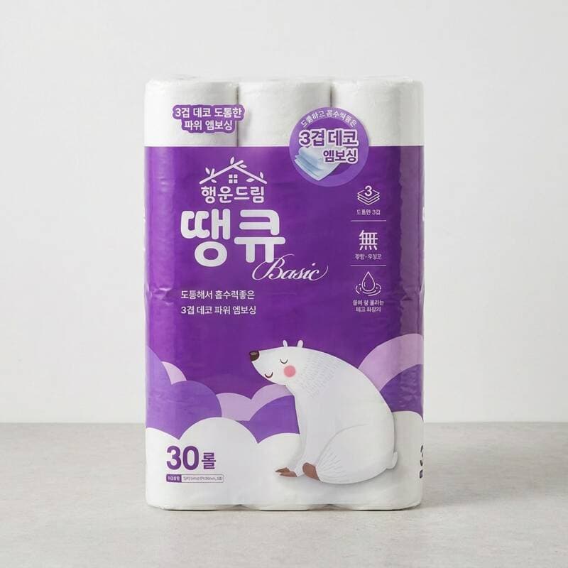 행운드림 땡큐 베이직 화장지 3겹 30롤