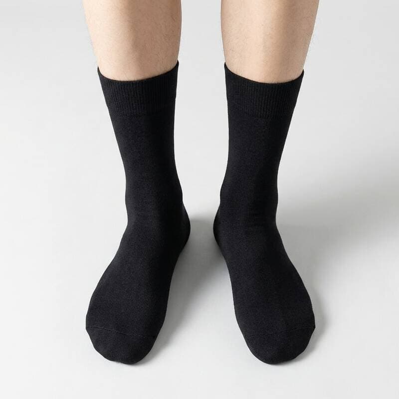 Men's Basic Mid-Calf Socks Black 10 Pairs