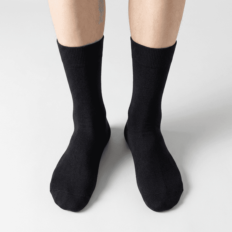 Men's All-Season Basic Mid-Calf Socks Black 10 Pairs