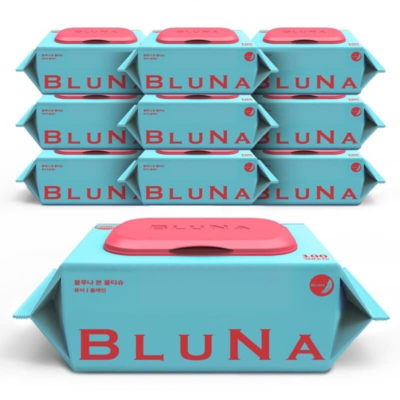 Bluna Bon Pure Wet Wipes 100ct x 10 Packs