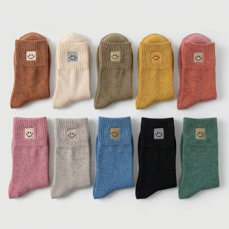 Smile Thick Mid-Calf Socks, 10-Pair Set