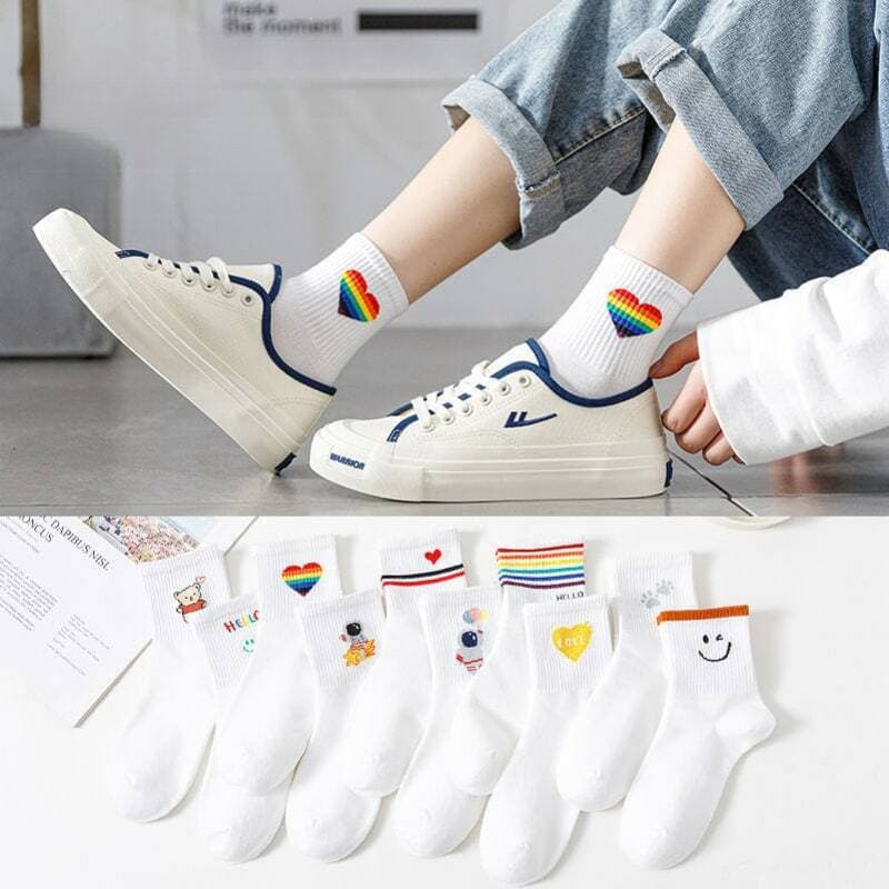 White Kiyomi Character Socks 10 Pairs