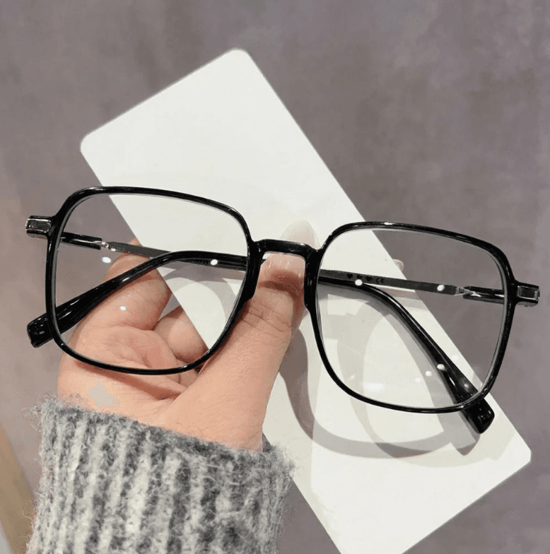 Square Horn-Rimmed Fashion Glasses, Gray