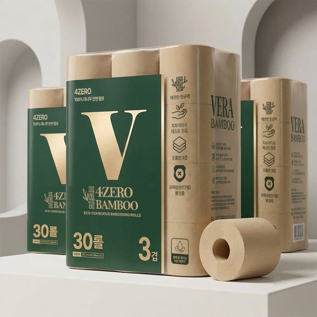 Bera 4ZERO Bamboo 3-Ply Toilet Paper 30 Rolls x 2 Packs