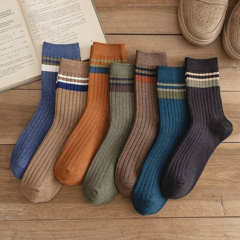 Men's Septembeo Contrast Ribbed Socks, 7 Pairs