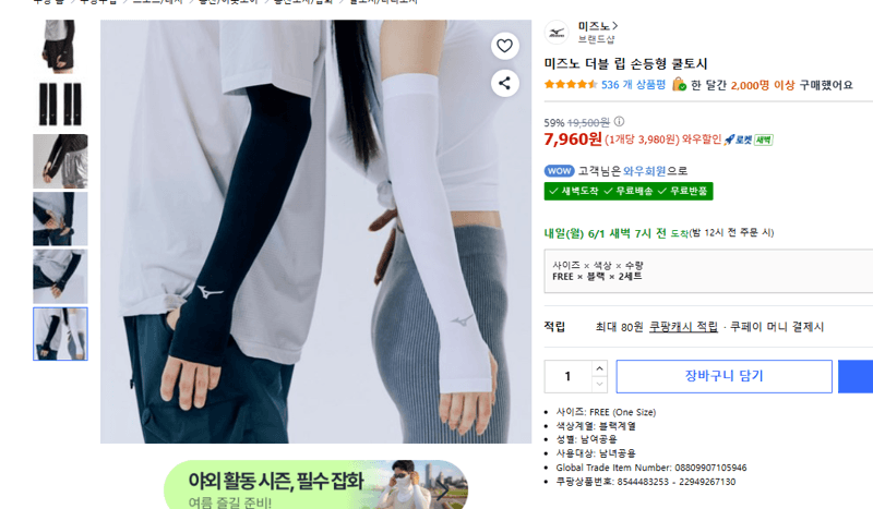 미즈노 더블 립 손등형 쿨토시